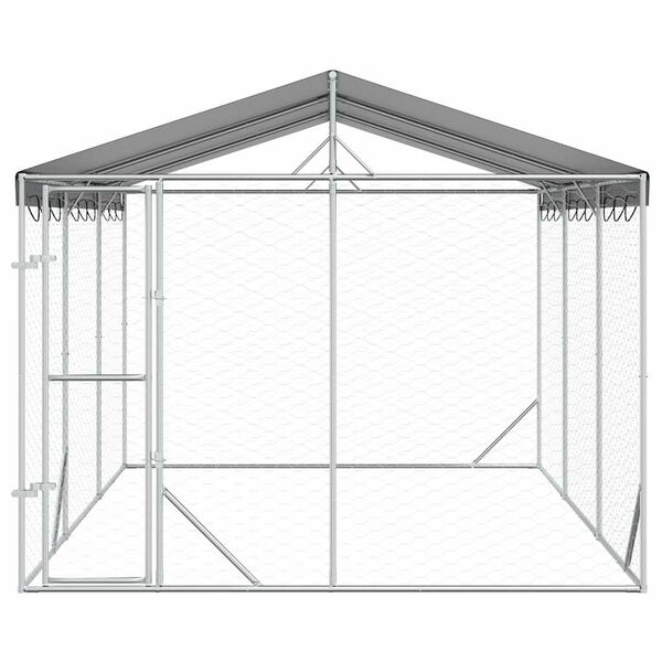 vidaXL Outdoor Dog Kennel with Roof Silver 3x4.5x2.5 m Galvanised Steel