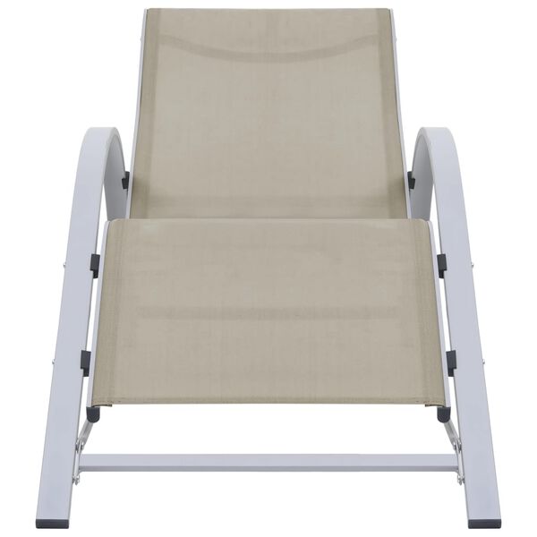 vidaXL Sun Loungers 2 pcs with Table Aluminium Cream