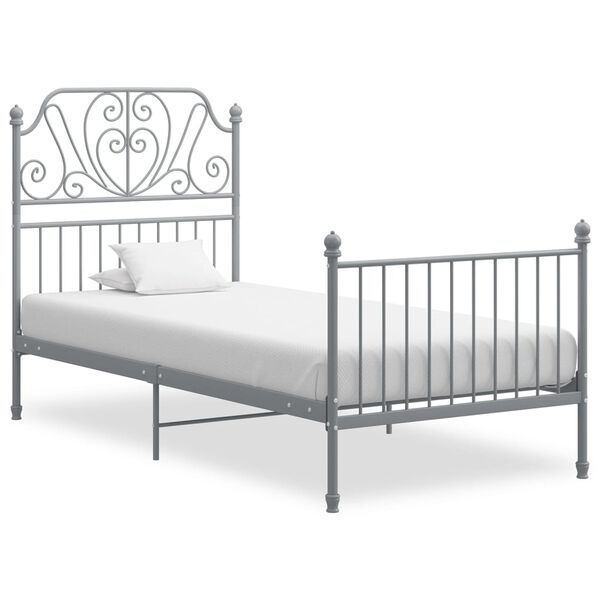 vidaXL Bed Frame without Mattress Grey Metal 90x200 cm
