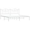 vidaXL Metal Bed Frame without Mattress with Headboard White 200x200cm