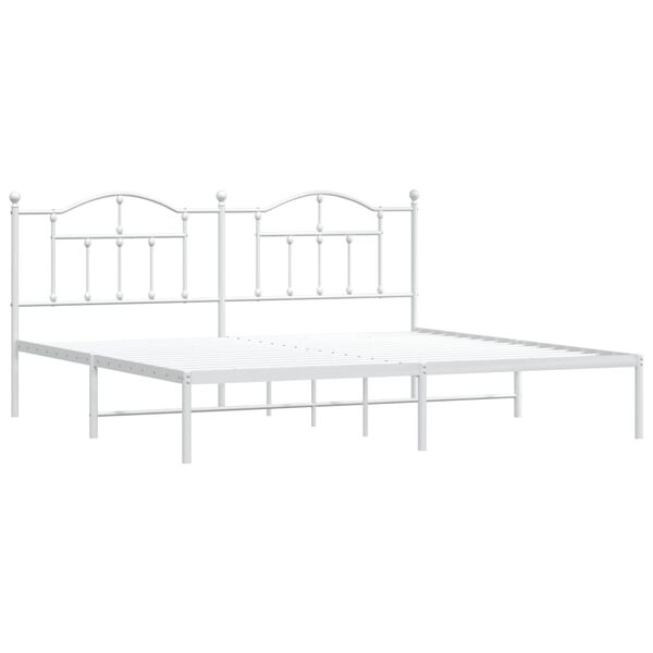 vidaXL Metal Bed Frame without Mattress with Headboard White 200x200cm