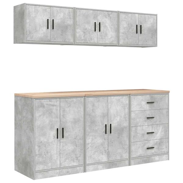 vidaXL Garage Cabinets 6 pcs Concrete Grey Engineered Wood