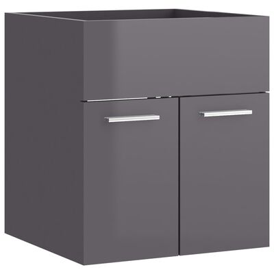 vidaXL Sink Cabinet High Gloss Grey 41x38.5x46 cm Engineered Wood