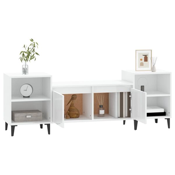 vidaXL TV Cabinet High Gloss White 160x35x55 cm Engineered Wood