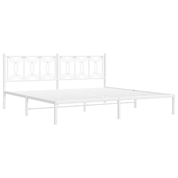 vidaXL Metal Bed Frame without Mattress with Headboard White 193x203cm