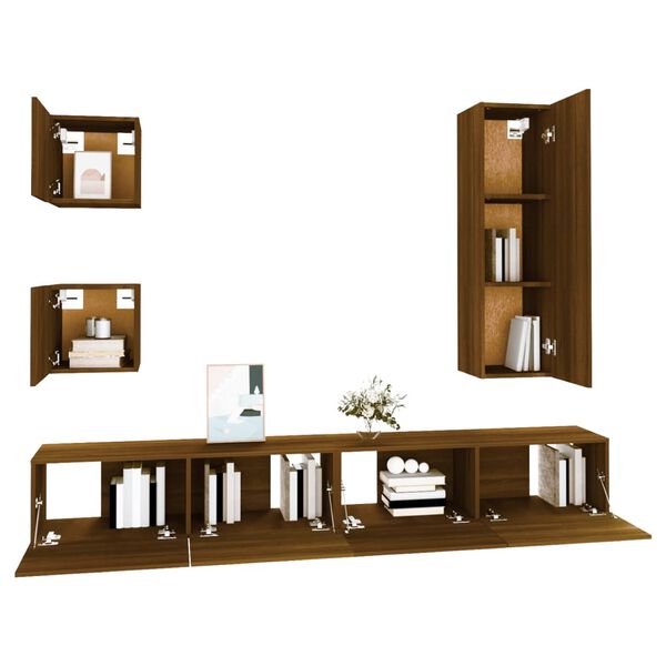 vidaXL 5 Piece TV Cabinet Set Brown Oak Engineered Wood