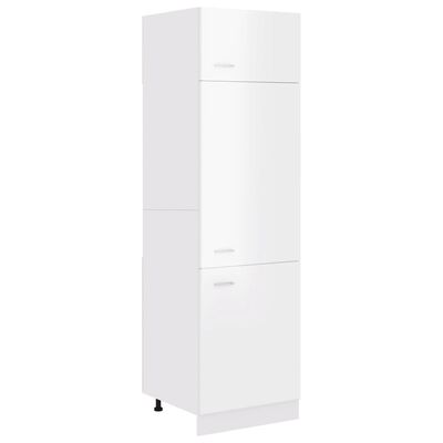 vidaXL Refrigerator Cabinet High Gloss White 60x57x207 cm Engineered Wood