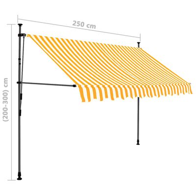 vidaXL Manual Retractable Awning with LED 250 cm White and Orange