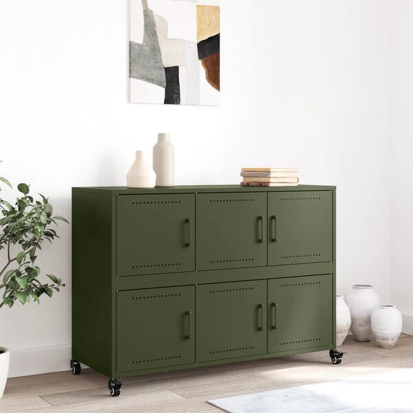 vidaXL Sideboard Olive Green 100.5x39x72 cm Steel