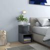 vidaXL Bedside Cabinet High Gloss Grey 35x35x55 cm Engineered Wood