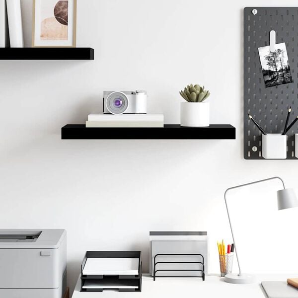 vidaXL Floating Wall Shelf High Gloss Black 60x23.5x3.8 cm MDF