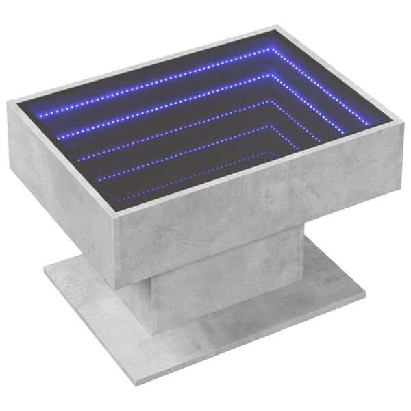 vidaXL Coffee Table with LED Concrete Grey 70x50x45 cm Engineered Wood