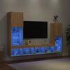 vidaXL 4 Piece TV Wall Units with LED Sonoma Oak Engineered Wood