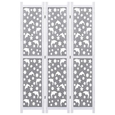 vidaXL 3-Panel Room Divider Grey 105x165 cm Solid Wood