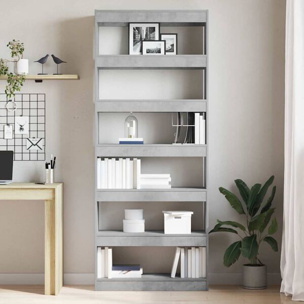 vidaXL Book Cabinet Concrete Grey 80 x 30 x 198 cm Engineered Wood