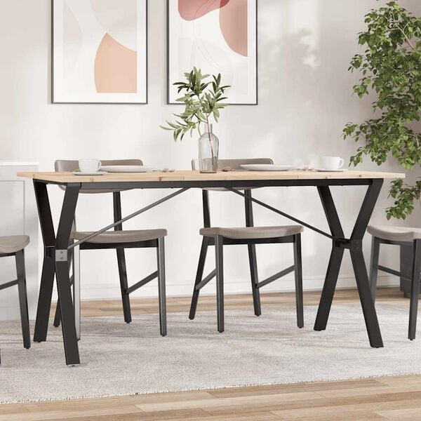 vidaXL Dining Table Y-Frame 140x80x75 cm Solid Wood Pine and Steel