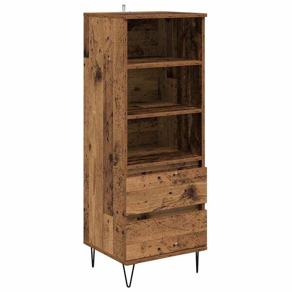 vidaXL Highboard with Drawer Old Wood 40 x 36 x 110 cm Engineered Wood