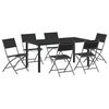 vidaXL Garden Dining Set Folding 7 pcs Black Powder-Coated Steel