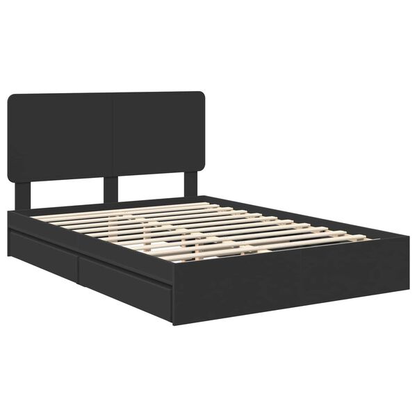 vidaXL Storage Bed with Headboard Black 140 x 190 cm Engineered Wood