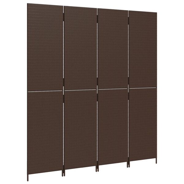 vidaXL Room Divider 4 Panels Brown Poly Rattan