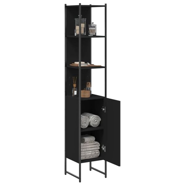vidaXL Bathroom Cabinet Black 33x33x185.5 cm Engineered Wood