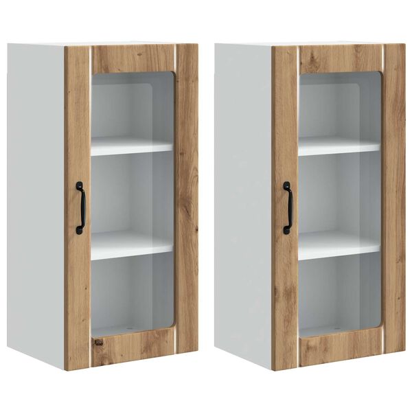 vidaXL Kitchen Cabinet with Shelf 2 pcs Artisan Oak 40 x 31 x 80 cm