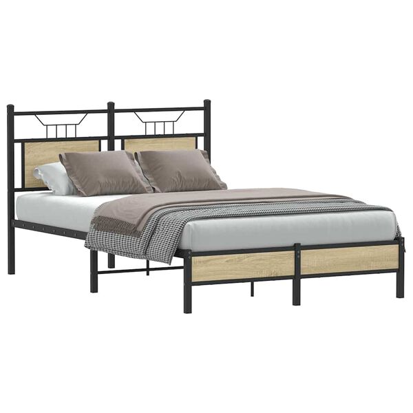 vidaXL Bed Frame without Mattress Sonoma Oak 120x190 cm Small Double Engineered Wood