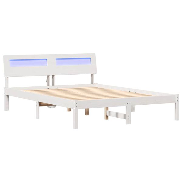 vidaXL Bed Frame with Headboard White 120 x 190 cm Solid Pine Wood