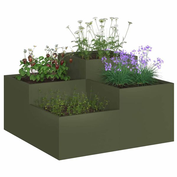 vidaXL Garden Planter Olive green 80 x 80 x 48 cm Steel