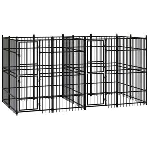 vidaXL Outdoor Dog Kennel Steel 7.37 m&sup2;