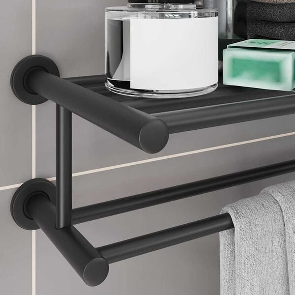 vidaXL Towel Rack Black 61 x 23 x 17 cm Stainless steel