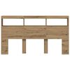 vidaXL Headboard Cabinet with LED Artisan Oak 180x17x102 cm