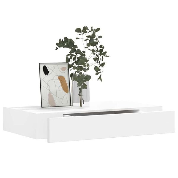 vidaXL Floating Wall Shelves with Drawers 2 pcs White 48 cm