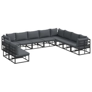 vidaXL Garden Sofa Set with Cushion 10 pcs Black Aluminium