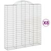 vidaXL Arched Gabion Baskets 8 pcs 200x50x220/240 cm Galvanised Iron