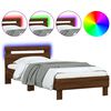 vidaXL Bed Frame without Mattress with LED Lights Brown Oak 75x190 cm Small Single