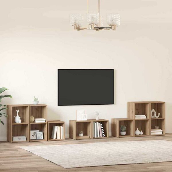 vidaXL TV Cabinet Set Wall-mounted 8 pcs Artisan Oak Engineered Wood
