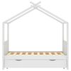vidaXL Kids Bed Frame with a Drawer White Solid Pine Wood 80x160 cm