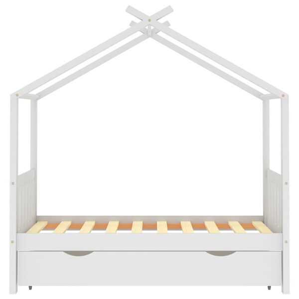 vidaXL Kids Bed Frame with a Drawer White Solid Pine Wood 80x160 cm