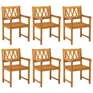 vidaXL Garden Chairs 6 pcs Natural Solid Acacia Wood