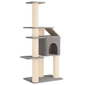 vidaXL Cat Tree with Sisal Scratching Posts Light Grey 183 cm