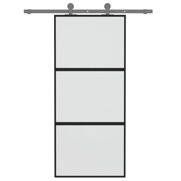 vidaXL Sliding Door Black 90x205 cm Tempered Glass and Aluminium