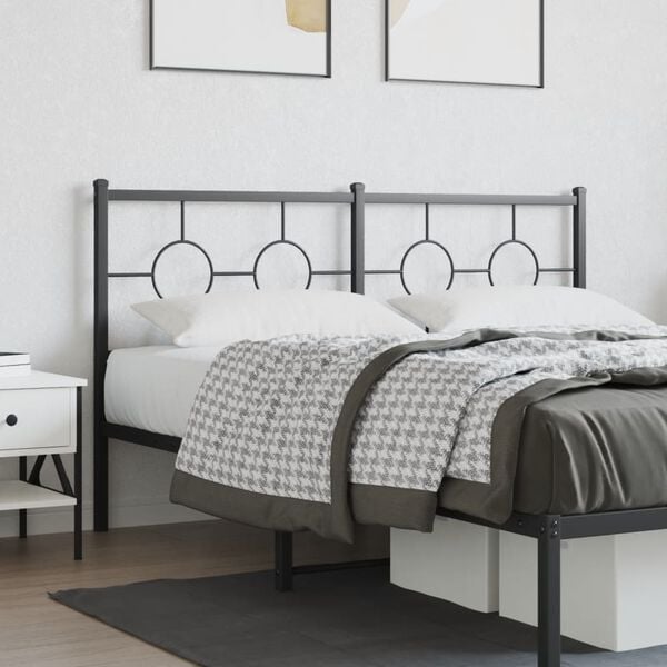 vidaXL Metal Replace Headboard Black 160 cm