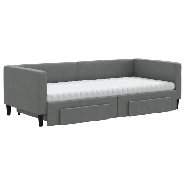 vidaXL Daybed with Trundle and Drawers Dark Grey 90x190 cm Fabric