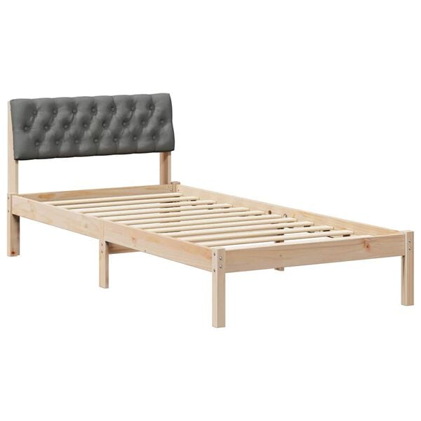 vidaXL Bed frame Brown and dark grey 90 x 190 cm Solid pine wood