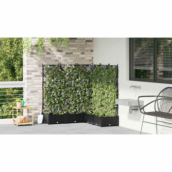 vidaXL Garden Planter 5 pcs Black 120 x 120 x 125.5 cm Steel