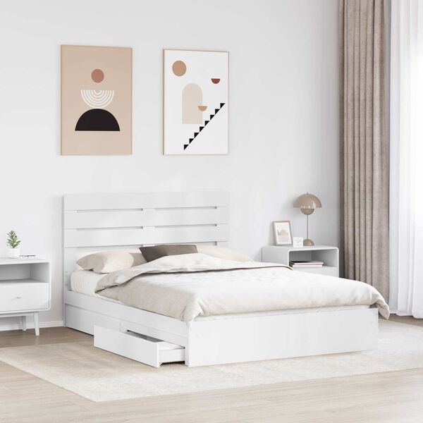 vidaXL Storage Bed with Headboard White 140 x 190 cm Engineered Wood