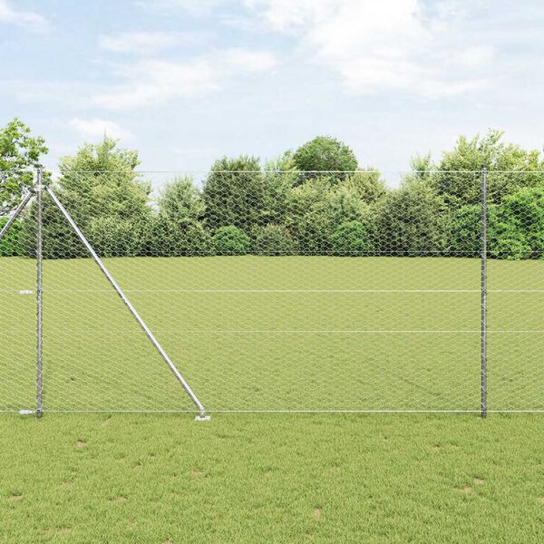 vidaXL Fence Post Silver 50 x 1.5 m (36 mm mesh) Steel