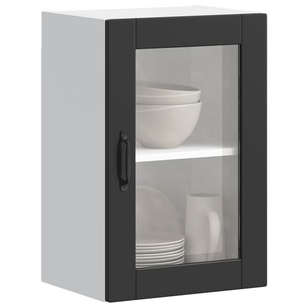 vidaXL Kitchen Wall Cabinet with Glass Door&nbsp;Porto Black