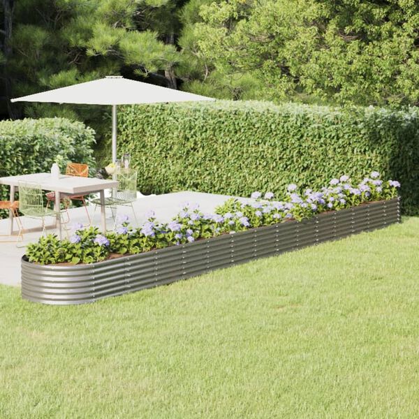 vidaXL Garden Raised Bed Galvanised Steel 620x80x36 cm Silver